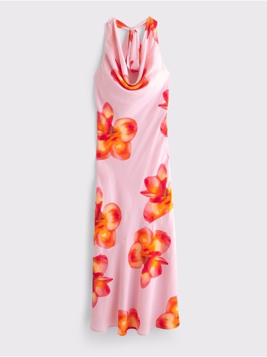 Abercrombie & Fitch Dresses & Skirts - Abercrombie & Fitch Pink Backless Floral Maxi Dress with Orange Accents